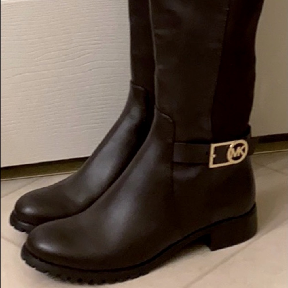 New MICHAEL Kors Leather & Stretch Tall Boots 7.5 - Picture 5 of 15